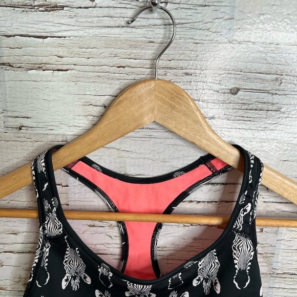 VSX Victoria Secret Sports Bra Racerback Zebra Black White Pink Size small - Picture 3 of 8
